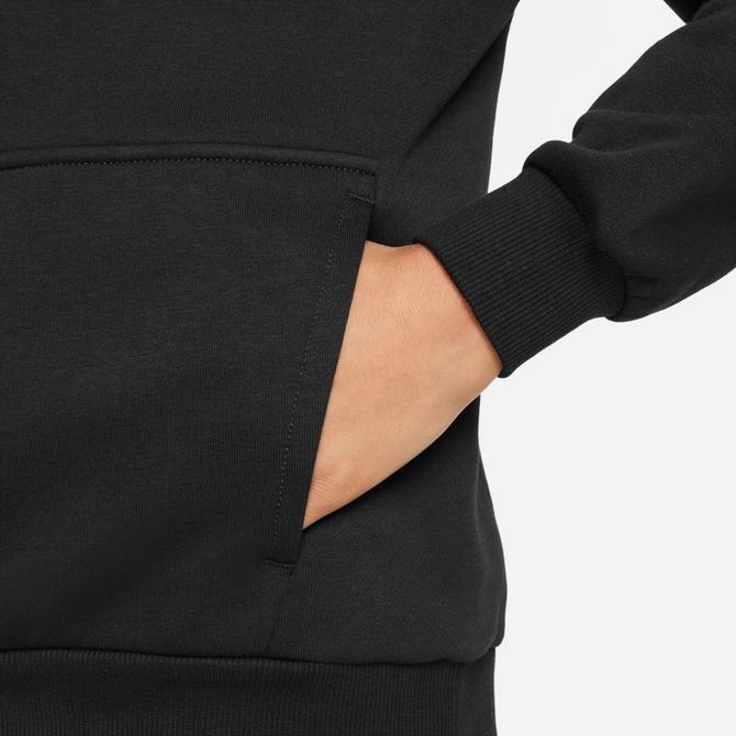 [angle] view of Big Kids' Nike Sportswear Club Fleece Pullover Hoodie in Black/White Click to zoom