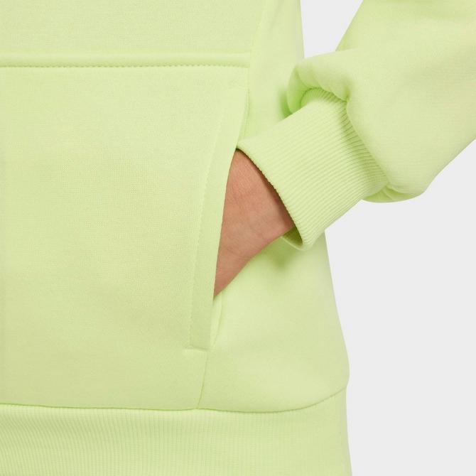 [angle] view of Kids' Nike Sportswear Club Fleece Pullover Hoodie in Light Lemon Twist/White Click to zoom