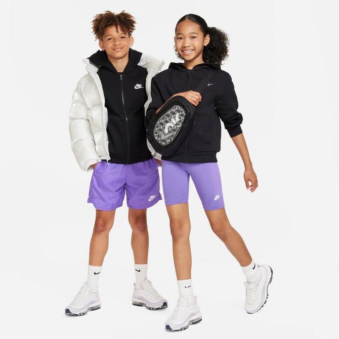 [angle] view of Kids' Nike Sportswear Club Fleece Full-Zip Hoodie in Black/White Click to zoom