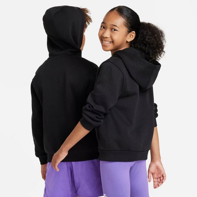[angle] view of Kids' Nike Sportswear Club Fleece Full-Zip Hoodie in Black/White Click to zoom