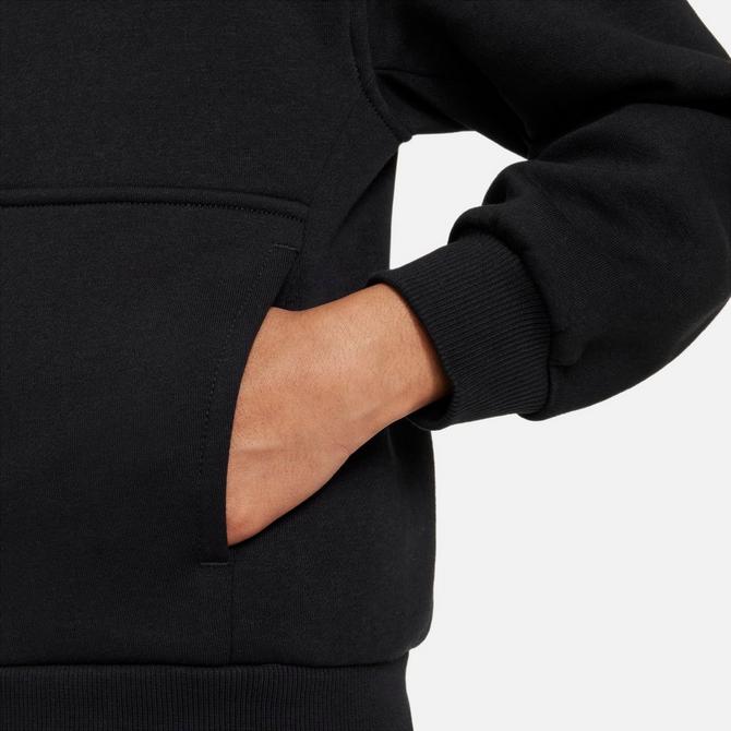 [angle] view of Kids' Nike Sportswear Club Fleece Full-Zip Hoodie in Black/White Click to zoom