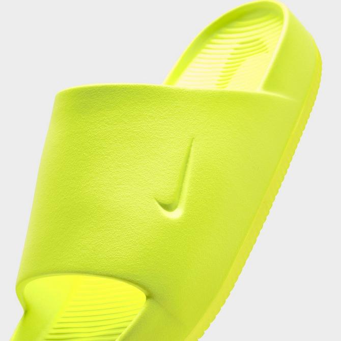 Neon green slides nike hot sale