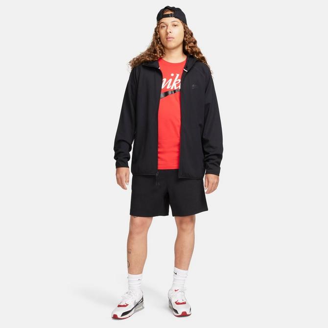 [angle] view of Men's Nike Tech Lightweight Knit Full-Zip Hoodie in Black/Black Click to zoom