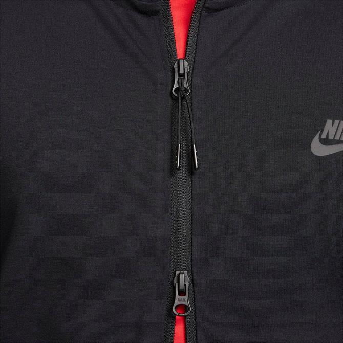 [angle] view of Men's Nike Tech Lightweight Knit Full-Zip Hoodie in Black/Black Click to zoom
