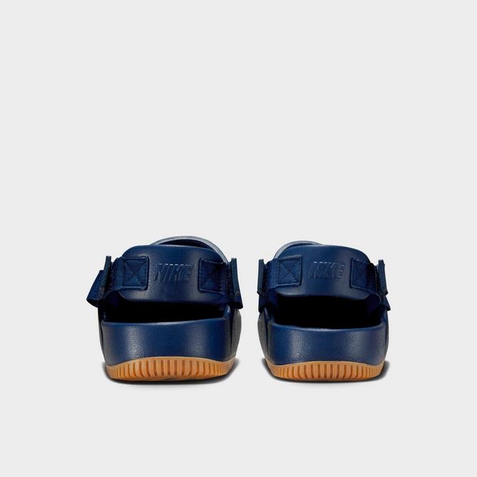 Left view of Men's Nike Calm Mule Sandals in Navy/Gum Medium Brown/Navy Click to zoom