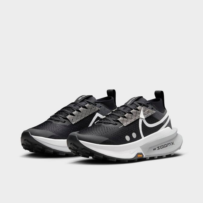 Three Quarter view of Women's Nike Zegama 2 Trail Running Shoes in Black/Wolf Grey/Anthracite/White Click to zoom