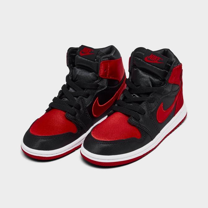 Air jordan 1 satin 2024 black toe finish line