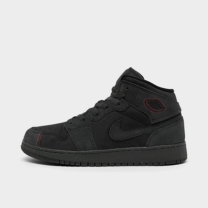 Right view of Men's Air Jordan Retro 1 Mid SE Craft Casual Shoes in Dark Smoke Grey/Black/Varsity Red Click to zoom