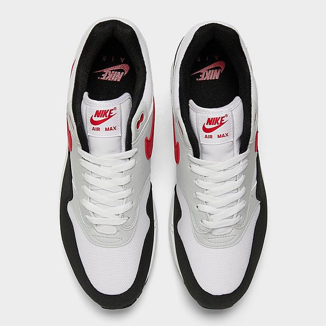 Back view of Men's Nike Air Max 1 Casual Shoes in White/University Red/Pure Platinum/Black Click to zoom