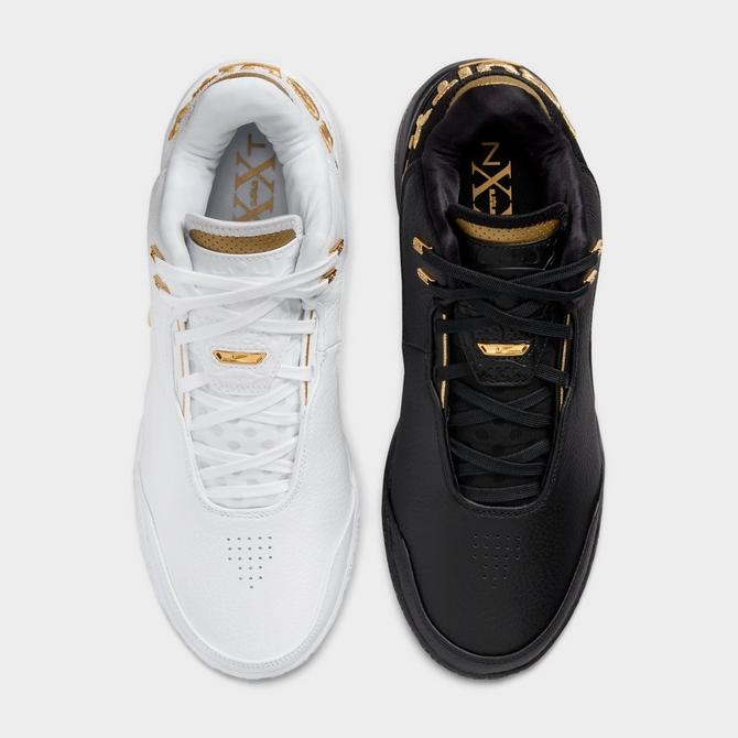Back view of Nike LeBron NXXT Gen AMPD Basketball Shoes in White/Black/Gold Click to zoom