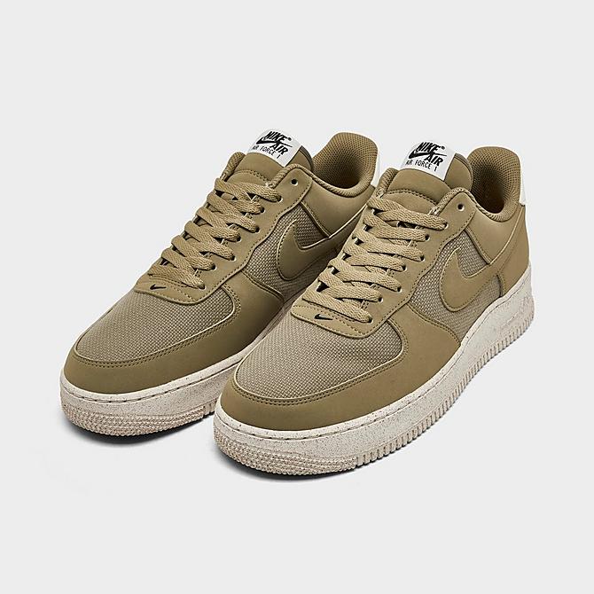 Three Quarter view of Men's Nike Air Force 1 '07 LV8 SE Casual Shoes in Neutral Olive/Sail/Black Click to zoom