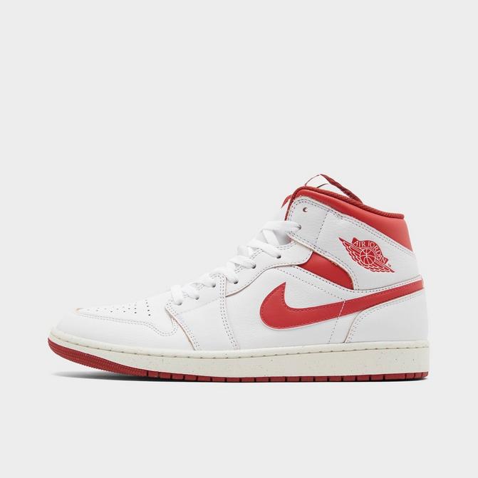 Mens red and white jordans best sale