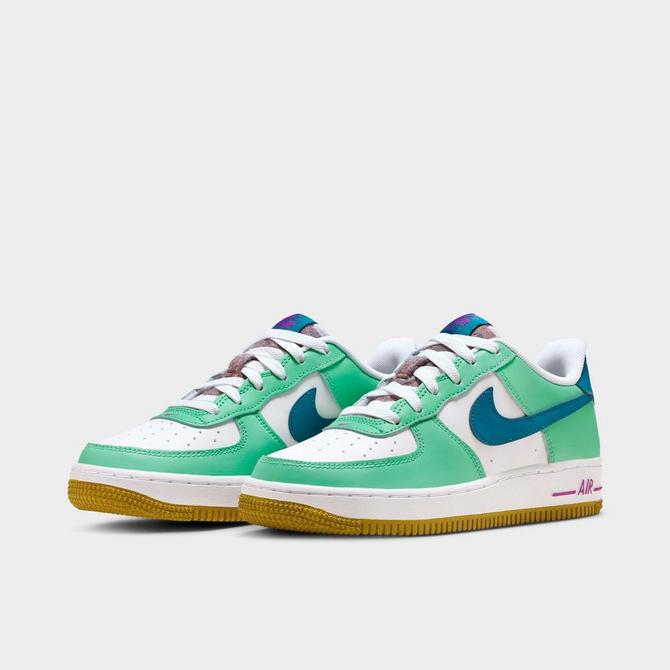 Nike Air Force 1 Lv8 1 Big Kid's Shoes In White/ Green/ Aqua