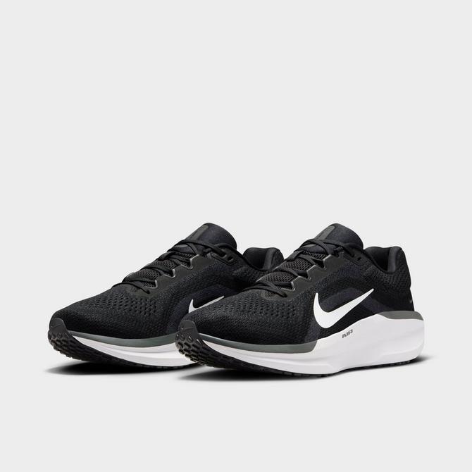 Three Quarter view of Men's Nike Winflo 11 Running Shoes in Black/Anthracite/Cool Grey/White Click to zoom