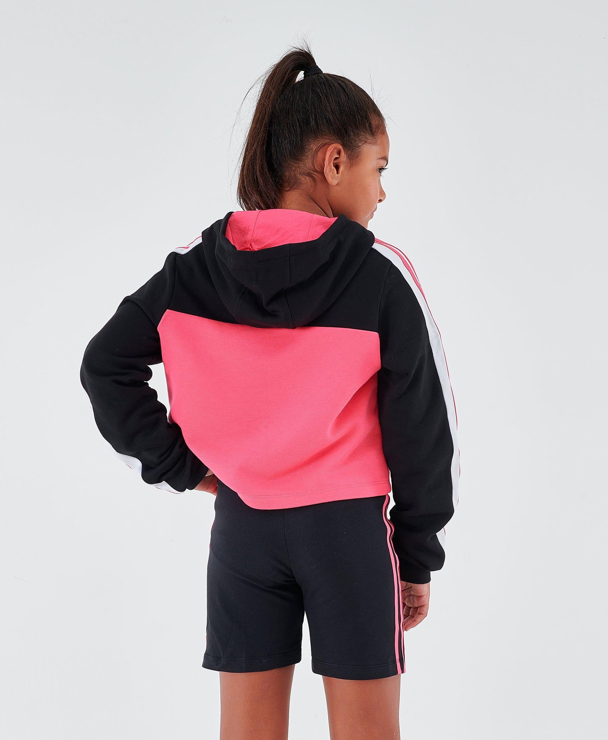 adidas originals colour block tape crop hoodie