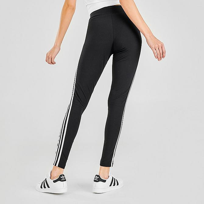 Back Right view of Women's adidas Originals 3-Stripes Trefoil Leggings in Black/White Click to zoom