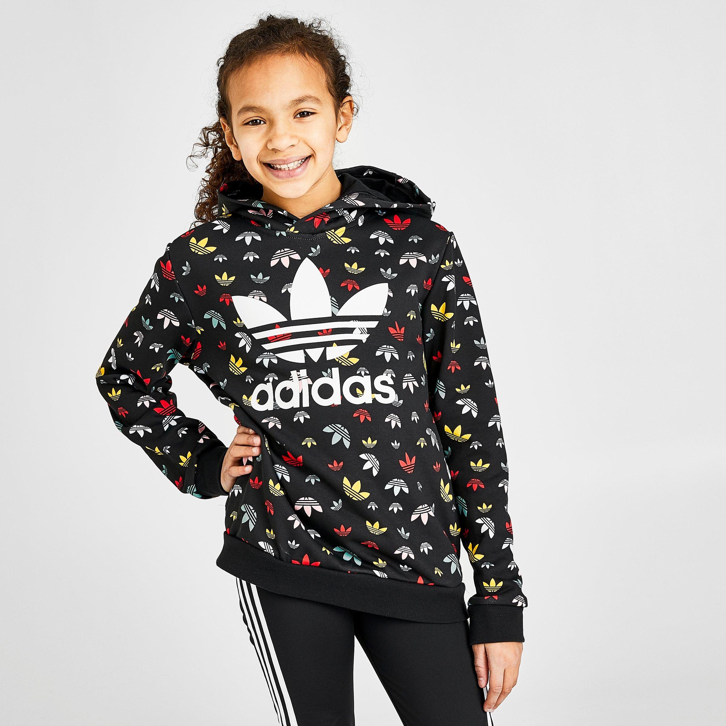 women's adidas trefoil allover floral hoodie