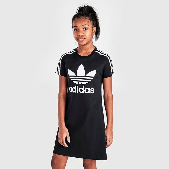 Front view of Girls' adidas Originals Skater Dress in Black/White Click to zoom