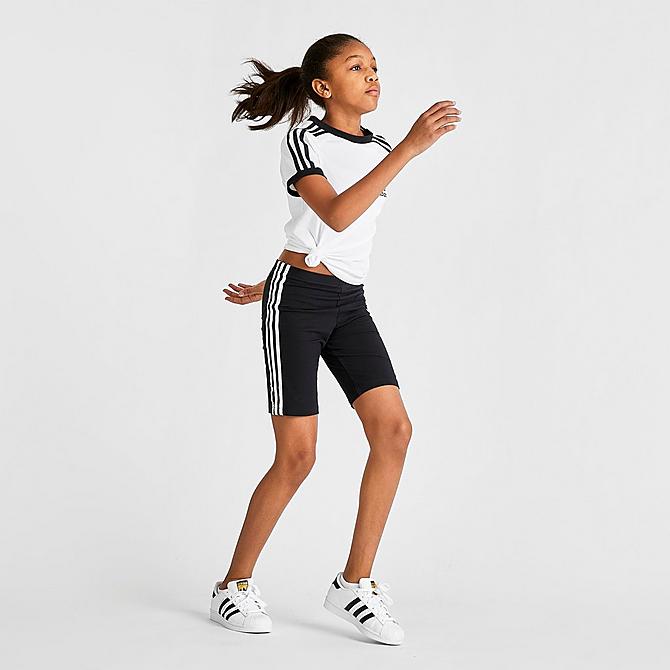 Back Right view of Girls' adidas Originals Bike Shorts in Black/White Click to zoom