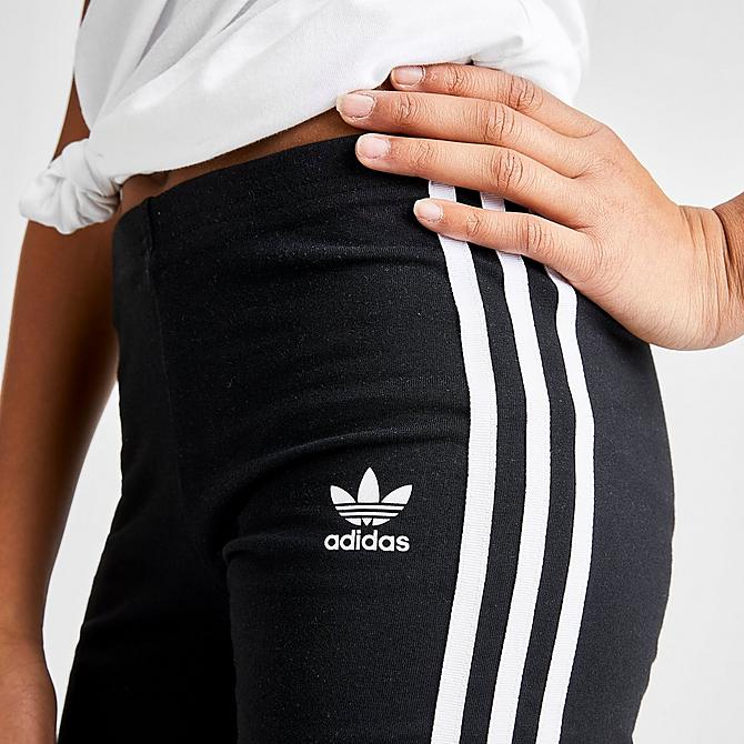 On Model 5 view of Girls' adidas Originals Bike Shorts in Black/White Click to zoom