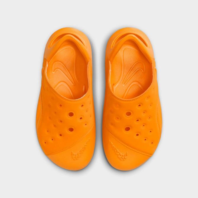 Back view of Little Kids' Nike Aqua Swoosh Sandals in Orange Peel/Orange Peel/Picante Red Click to zoom