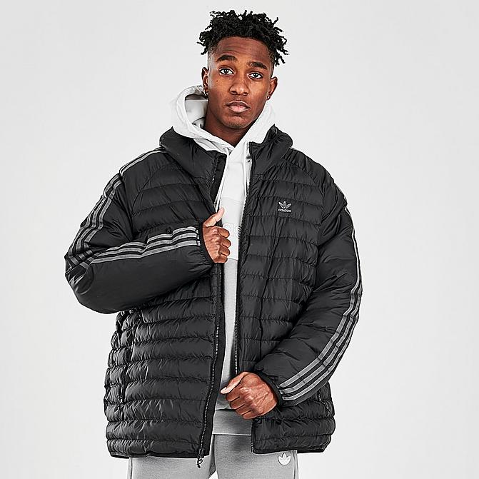 Front view of Men's adidas 3S Padded Jacket in Black Click to zoom