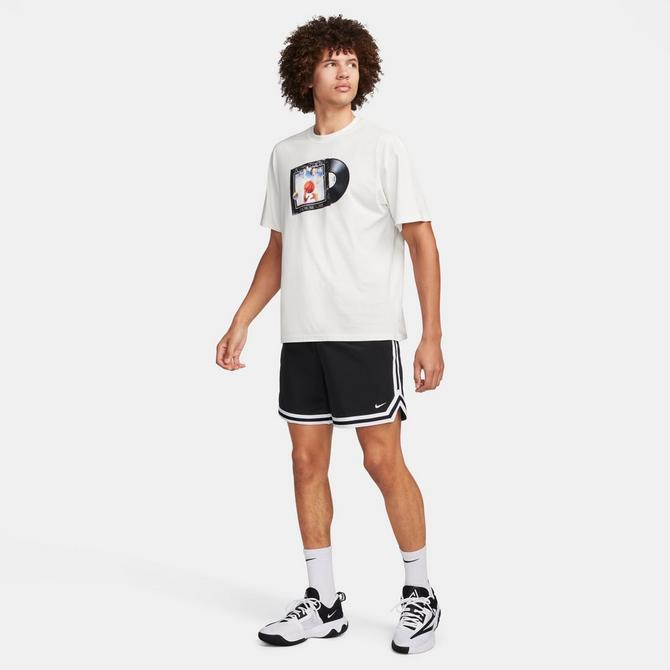 [angle] view of Men's Nike Dri-FIT DNA UV Woven 6" Basketball Shorts in Black/White/White Click to zoom