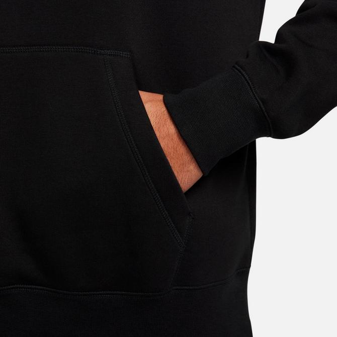 [angle] view of Men's Nike Club Fleece Chenille Futura Pullover Hoodie in Black/Black Click to zoom