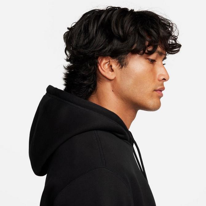 [angle] view of Men's Nike Club Fleece Chenille Futura Pullover Hoodie in Black/Black Click to zoom