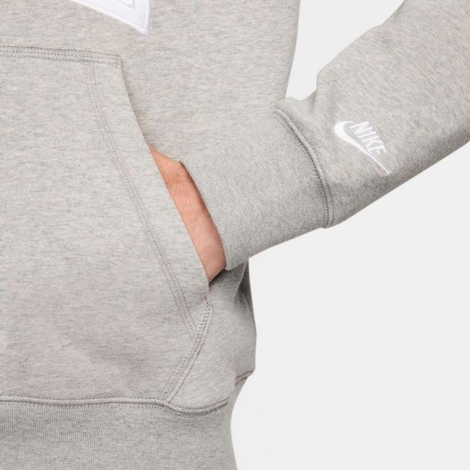 [angle] view of Men's Nike Club Fleece Long-Sleeve Fleece Polo Shirt in Dark Grey Heather/White Click to zoom