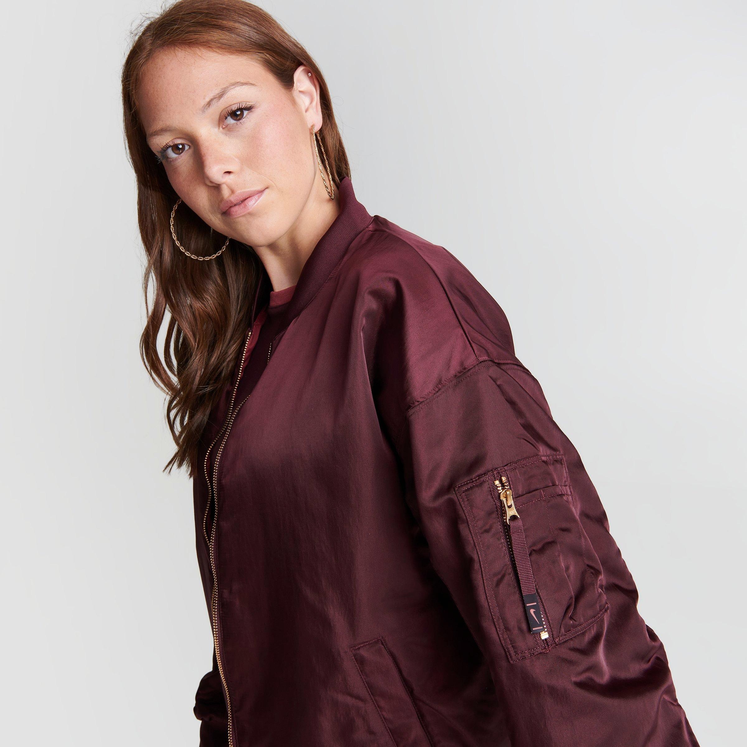 burgundy nike bomber jacket