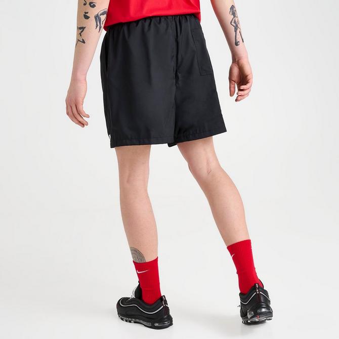 [angle] view of Men's Nike Club Woven 6" Flow Shorts in Black/White Click to zoom