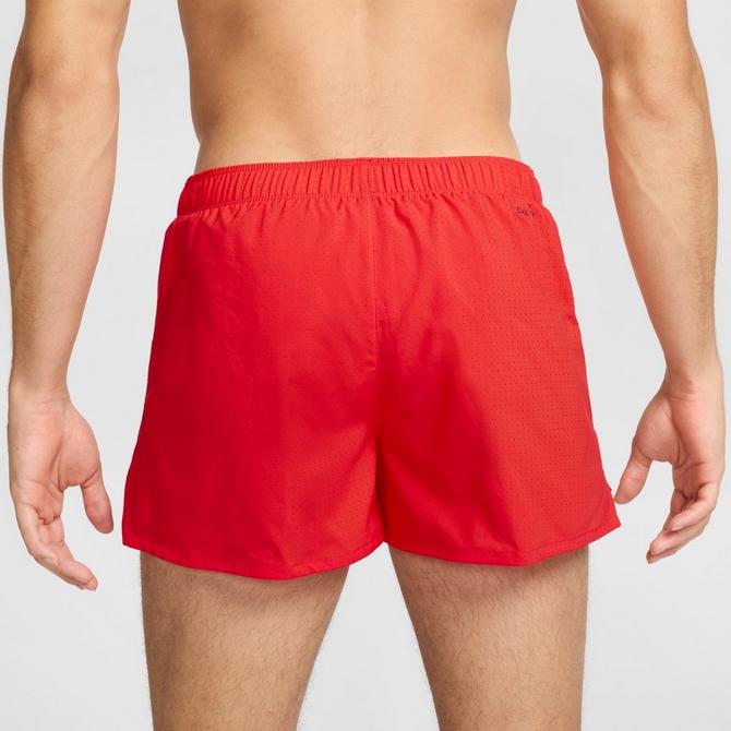 [angle] view of Men's Nike Fast Dri-FIT Brief-Lined 3" Running Shorts in Light Crimson/Black Click to zoom