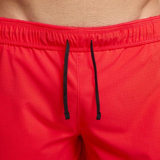 [angle] view of Men's Nike Fast Dri-FIT Brief-Lined 3" Running Shorts in Light Crimson/Black Click to zoom