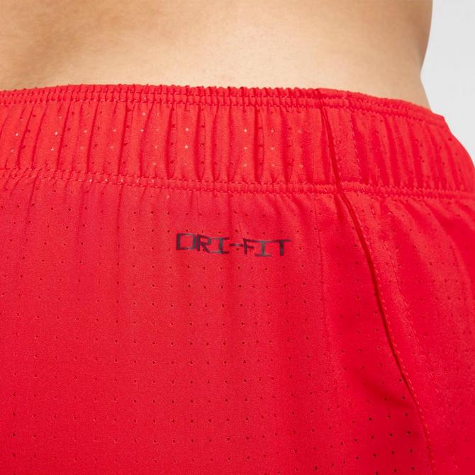 [angle] view of Men's Nike Fast Dri-FIT Brief-Lined 3" Running Shorts in Light Crimson/Black Click to zoom