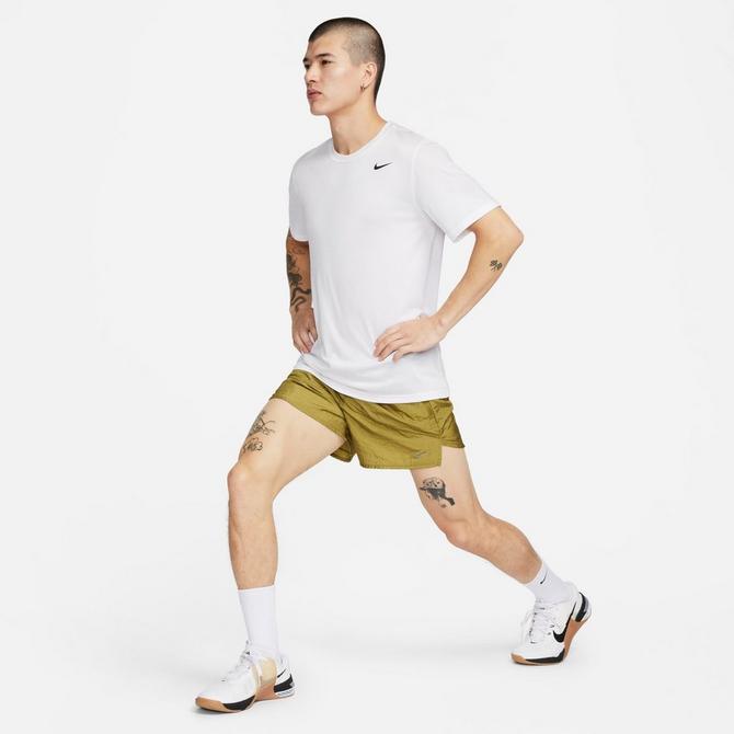 [angle] view of Men's Nike Stride Running Division Dri-FIT 5" Brief-Lined Shorts in Pacific Moss/Black Click to zoom
