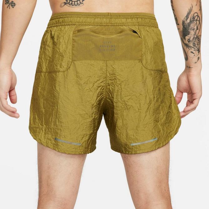 [angle] view of Men's Nike Stride Running Division Dri-FIT 5" Brief-Lined Shorts in Pacific Moss/Black Click to zoom