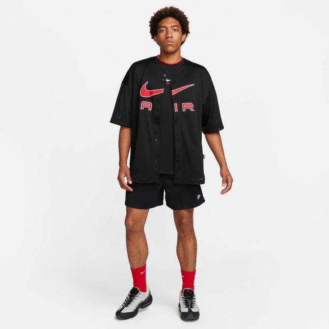 [angle] view of Men's Nike Club Mesh Flow Shorts in Black/White Click to zoom