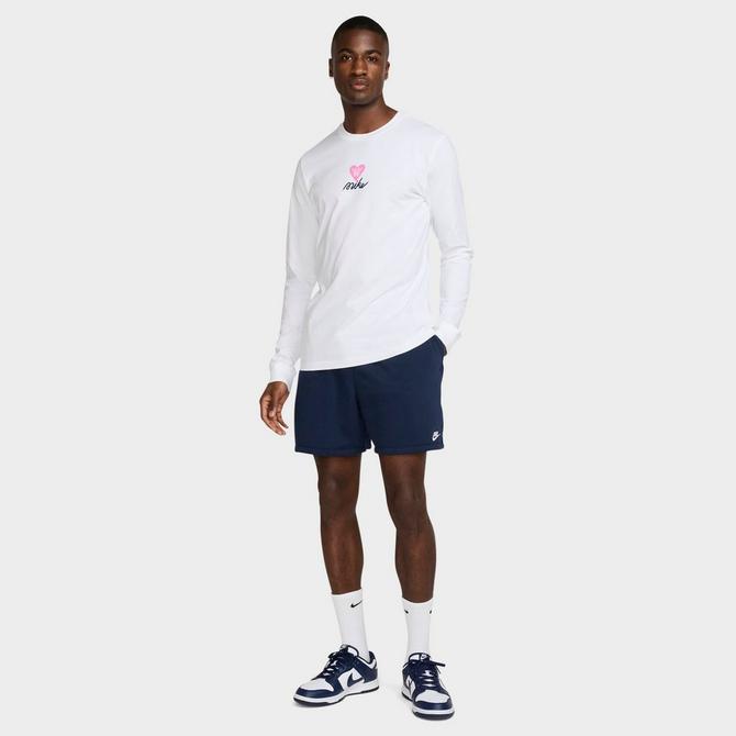 [angle] view of Men's Nike Club French Terry Flow Shorts in Obsidian/Obsidian/White Click to zoom