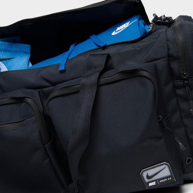 Back view of Nike Utility Power 2.0 Duffel Bag (Medium, 51L) in Black/Black/White Click to zoom