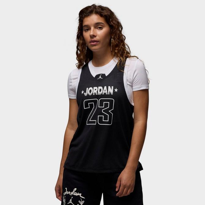 [angle] view of Women's Jordan 23 Jersey Tank in Black/White/White Click to zoom