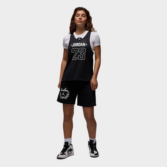 [angle] view of Women's Jordan 23 Jersey Tank in Black/White/White Click to zoom
