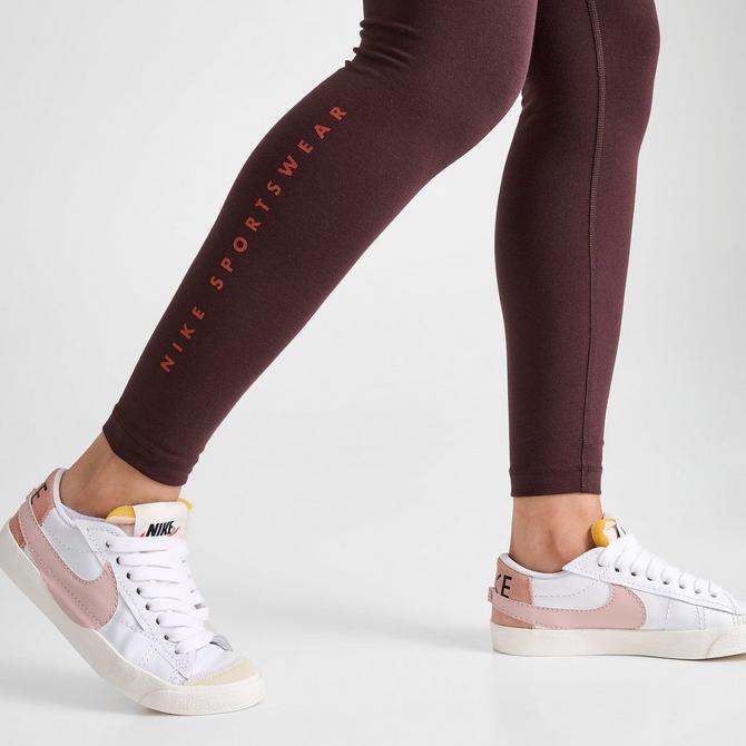 adidas Ribbed Cuff Leggings - Burgundy, Women's Lifestyle