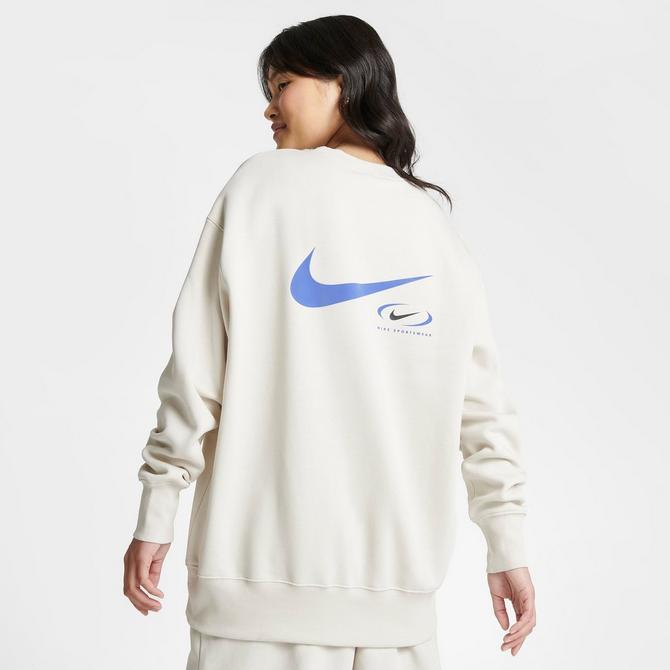 Nike plus mini swoosh oversized hoodie in oatmea hot sale