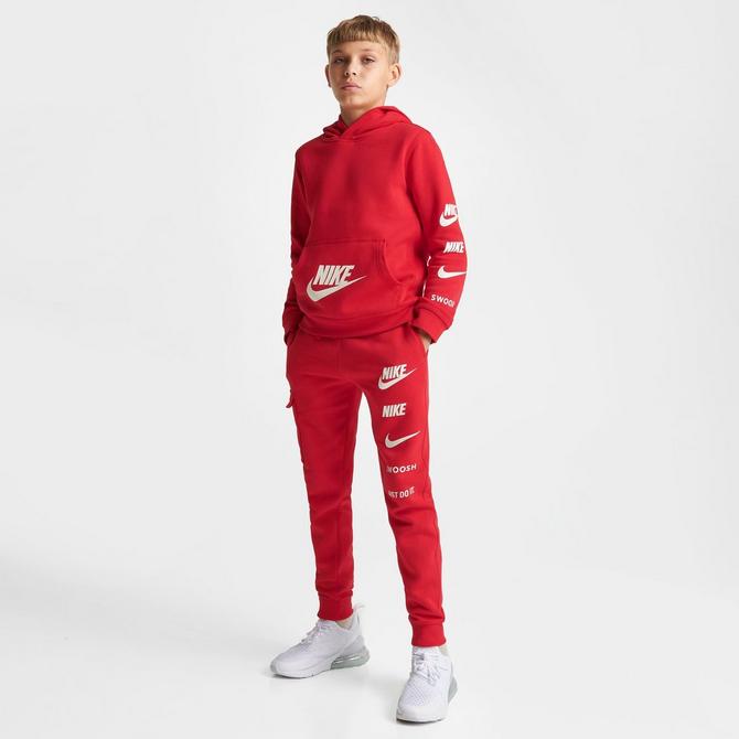 Red nike cheap velour tracksuit