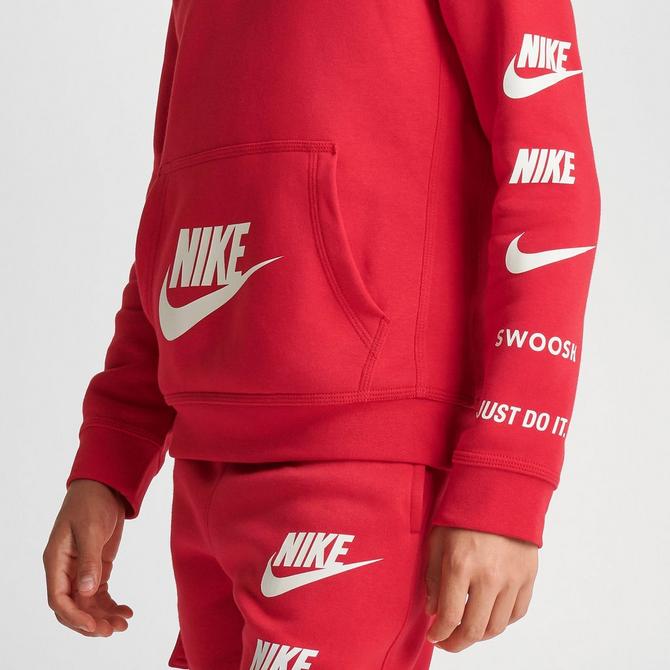 Nike swoosh pullover hoodie red hot sale