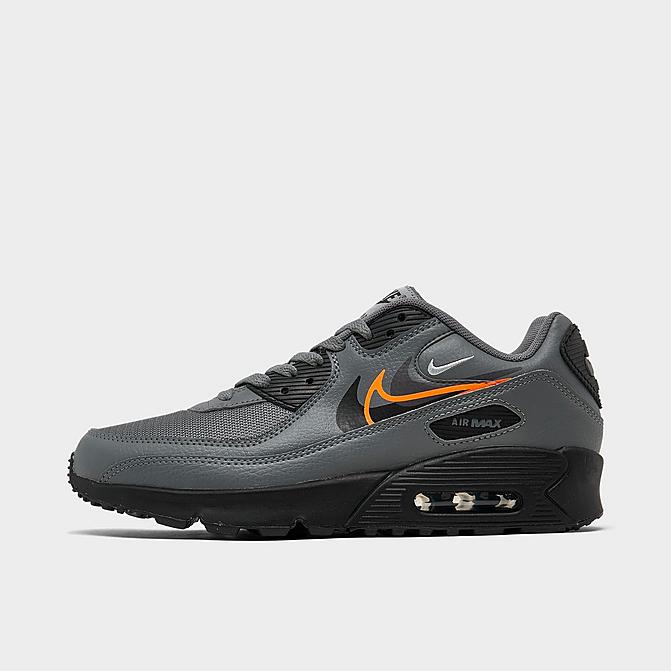 Right view of Big Kids' Nike Air Max 90 Next Nature Casual Shoes in Smoke Grey/Black/Bright Mandarin Click to zoom