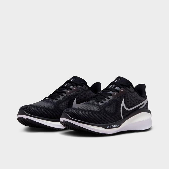 Three Quarter view of Women's Nike Vomero 17 Running Shoes (Extra Wide Width 2E) in Black/White/Anthracite Click to zoom