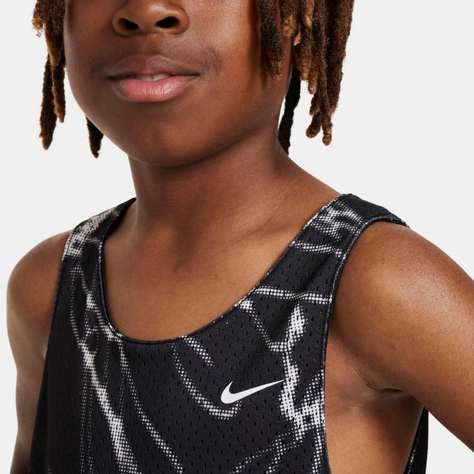 [angle] view of Kids' Nike Culture Of Basketball Reversible Jersey in Black/Black/White Click to zoom