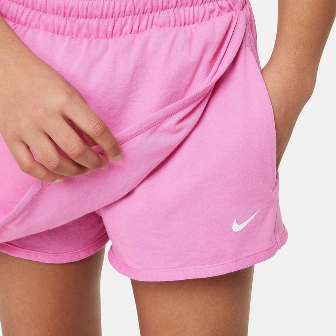 [angle] view of Girls' Nike Breezy Mid-Rise Skort in Playful Pink/White Click to zoom